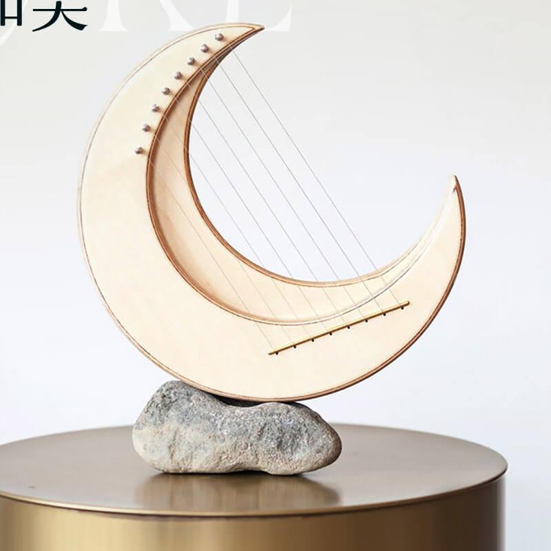 Moon Shape 8/11/15 Strings C/G Tone Maple + Elm Lyre Harp For Kids & Adults - HLURU.SHOP
