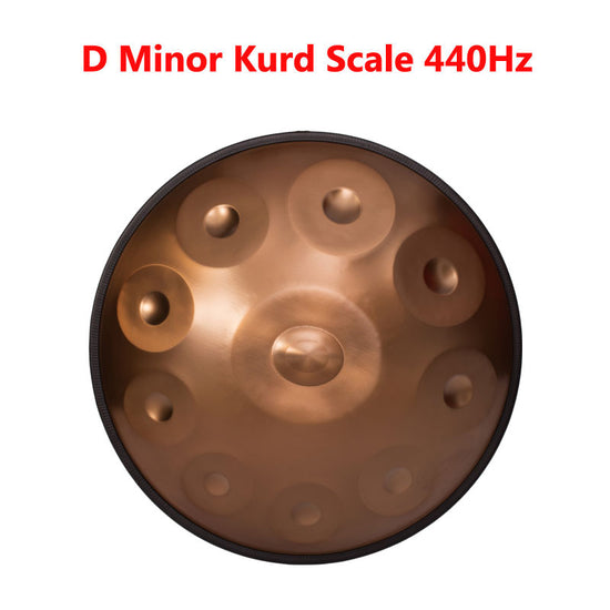 Hand Pan Drum 22 Inches 10 Tones Kurd / Celtic Scale D Minor High-end Stainless Steel Handmade Performance Sound Healing Handpan, Available in 432 Hz and 440 Hz