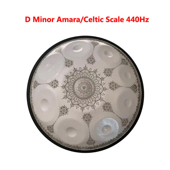 Mandala Pattern Handmade Stainless Steel HandPan Drum D Minor Amara Scale 22 Inch 9 Notes Featured, Available in 432 Hz and 440 Hz