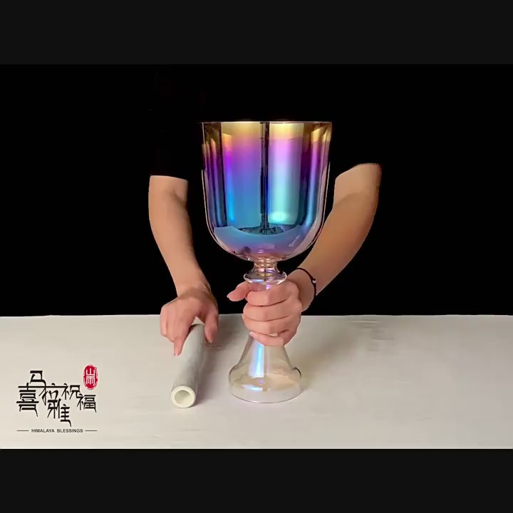 Colorful Clear Chalice Singing Bowl Rainbow Crystal Bowls For Yoga Meditation