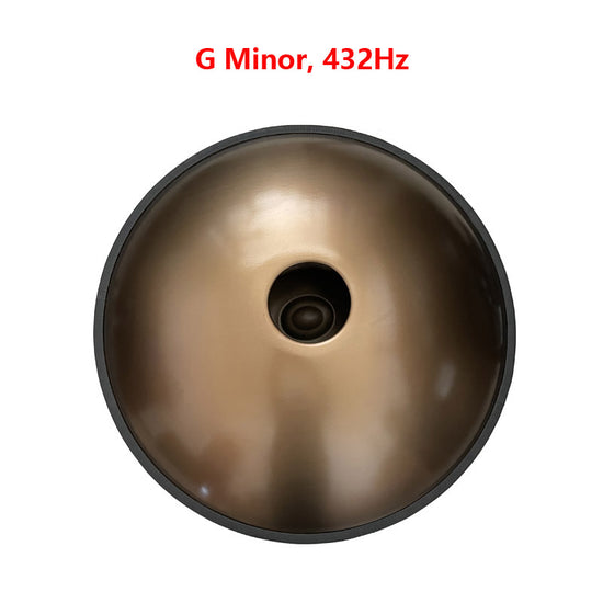 Royal Garden Mini Handpan Drum Handmade G Minor 18 Inch 9 Notes, Available in 432 Hz and 440 Hz, Featured High-end Stainless Steel Percussion Instrument - Gold-plated Sound Area, Laser engraved Mandala pattern. Never fade.