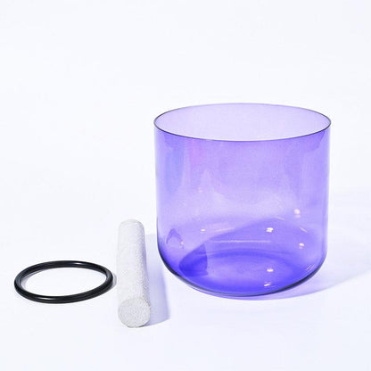 Pure Color Clear Crystal Singing Bowl Alchemy Quartz Sound Bowl, Purple And Yellow - HLURU.SHOP