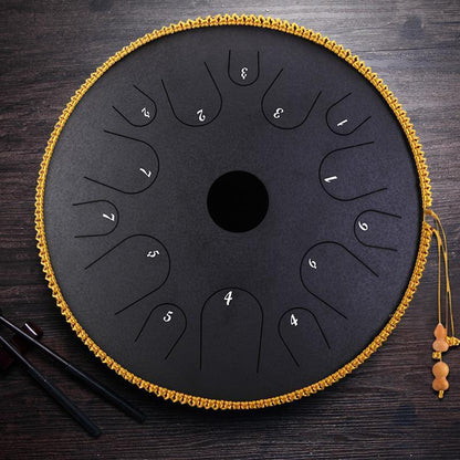 HLURU Professional Performance Copper Disc Steel Tongue Drum 14 Inches 14 Notes C Key Butterfly Drum - HLURU