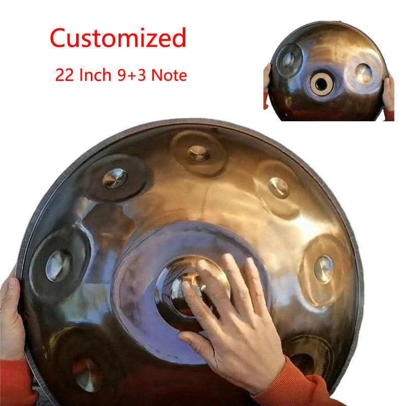 Customized F2 Low Pygmy / F#2 Pygmy Master Version High-end Stainless Steel Handpan Drum, Available in 432 Hz and 440 Hz, 22 Inch 9/12/13/14/16/17 Notes Professional Performances Percussion Instrument - HLURU