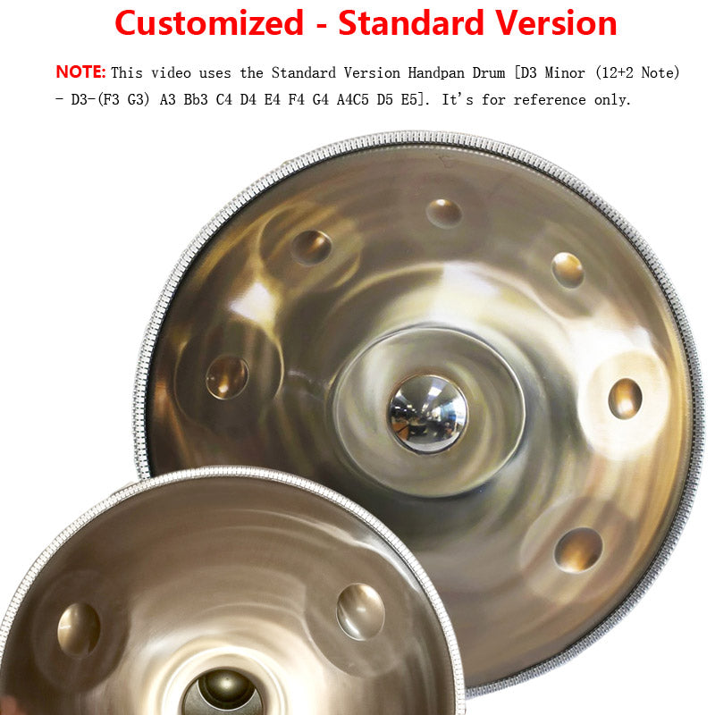 HLURU Customized D3 Master Version High-end Stainless Steel Handpan Drum, Available in 432 Hz and 440 Hz, 22 Inch 9/10/11/12/13 Notes Professional Performances