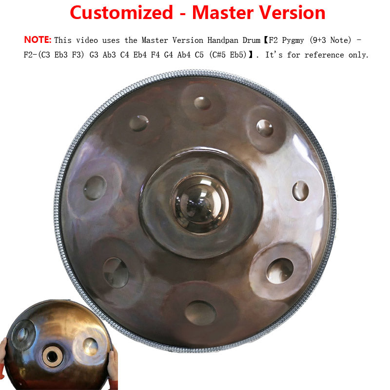HLURU Customized C#3 Minor Kurd / Celtic - Master Version / Standard Version High-end Stainless Steel Handpan Drum, Available in 432 Hz and 440 Hz, 22 Inch 9/10/11/12/14/16 Notes Professional Performances Percussion Instrument