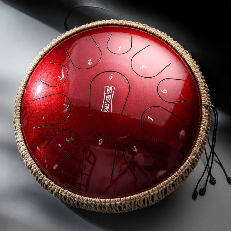 HLURU® Pearl Paint Steel Tongue Drum C Minor Tone 13 Inch 11 Note Percussion Instrument For Yoga Meditation