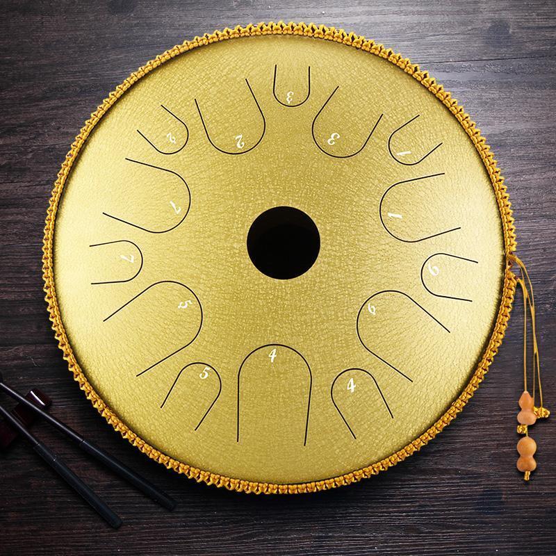 HLURU® Class A Professional Performance Copper Disc Steel Tongue Drum 15 Inches 14 Notes C Key Butterfly Drum