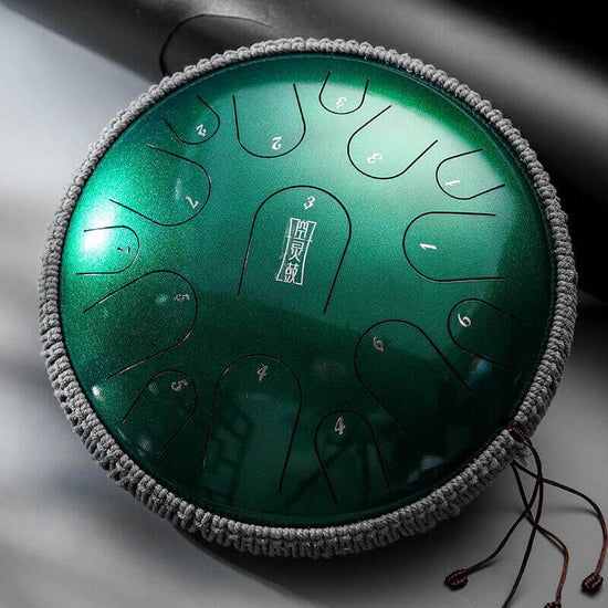 HLURU® Pearl Paint Steel Tongue Drum C Minor 13 Inch 15 Note Percussion Instrument For Yoga Meditation