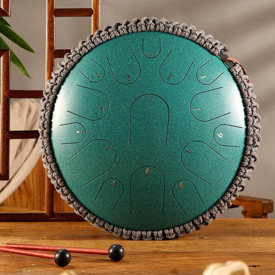 HLURU® Professional Performance Carbon Steel Tongue Drum 13 Inches 15 Notes C Key (D Tone Can Be Customized)