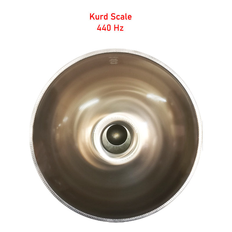 HLURU Customized Mountain Rain Stainless Steel Handpan Drum, Kurd Scale D Minor, Available in 432 Hz and 440 Hz, High-end 22 Inch 10 Notes Percussion Instrument