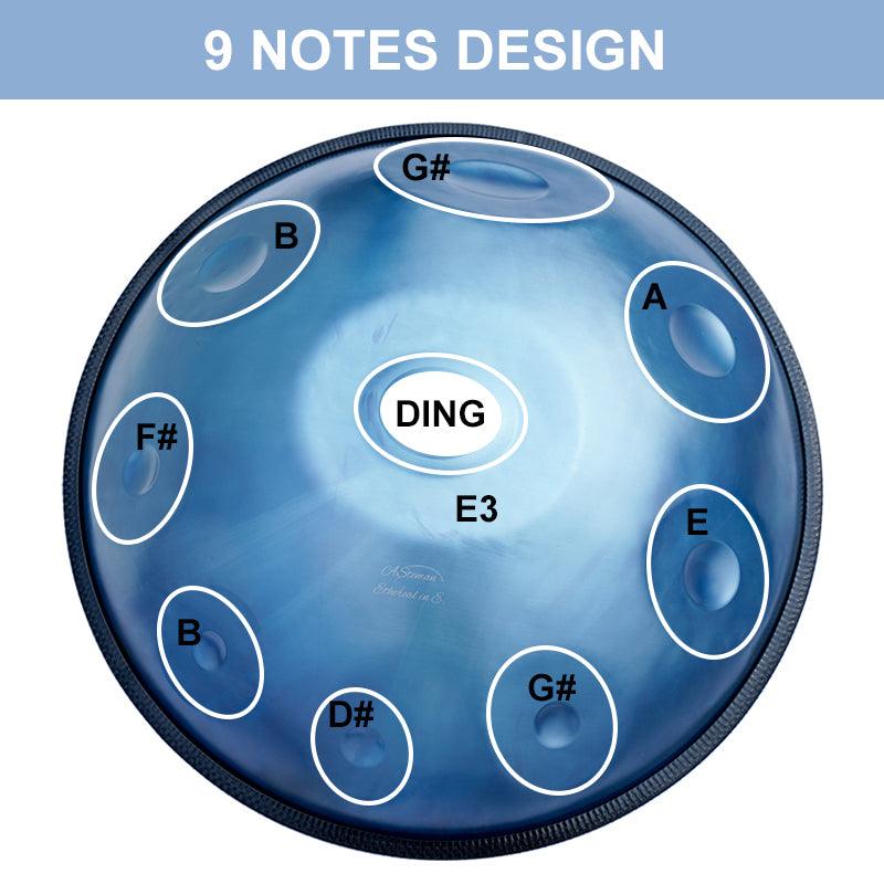 AS TEMAN Handpan Ice Age Multiple Notes & Scale Ice Blue Hangdrum with gift set - HLURU.SHOP