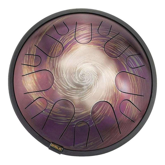 AS TEMAN Steel Tongue Drum | Black-Hole Universe Series Tank Drum for Yoga & Meditation with gift set | 14 Inch 14 Notes Purple - HLURU.SHOP