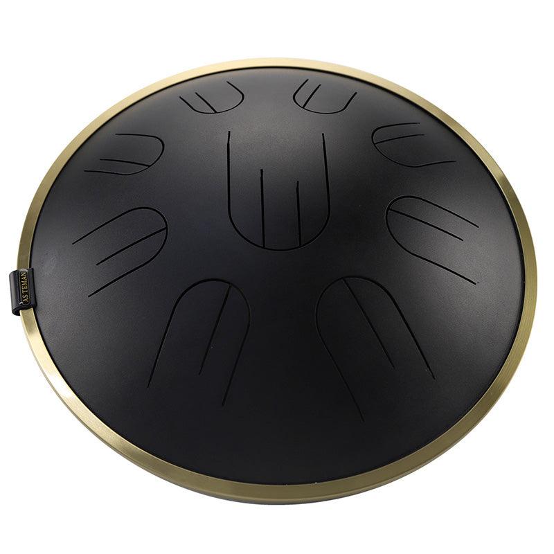 AS TEMAN Steel Tongue Drum | D Amara / C# Amara Black Tank Drum for Yoga & Meditation with gift set | 14 Inch 9 Notes - HLURU.SHOP