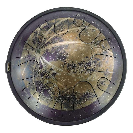 AS TEMAN Steel Tongue Drum | Moon Universe Series Tank Drum for Yoga & Meditation with gift set | 14 Inch 14 Notes Golden - HLURU.SHOP