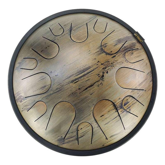 AS TEMAN Steel Tongue Drum | Saturn Universe Series Tank Drum for Yoga & Meditation with gift set | 14 Inch 14 Notes Golden - HLURU.SHOP