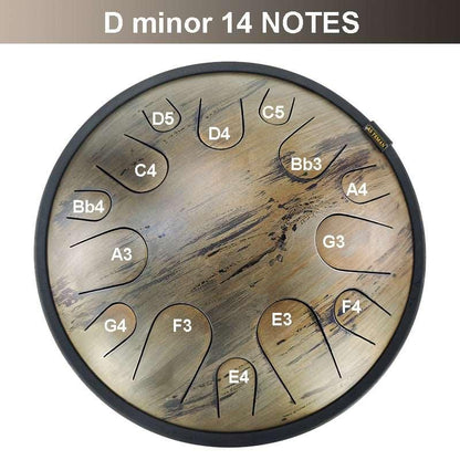 AS TEMAN Steel Tongue Drum | Saturn Universe Series Tank Drum for Yoga & Meditation with gift set | 14 Inch 14 Notes Golden - HLURU.SHOP