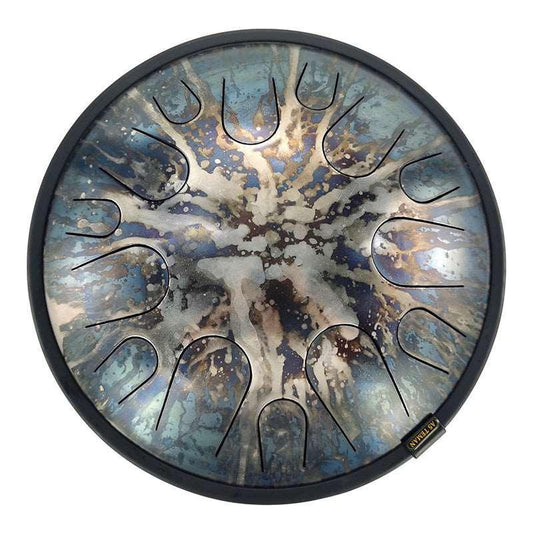 AS TEMAN Steel Tongue Drum | Starlight Universe Series Tank Drum for Yoga & Meditation with gift set | 14 Inch 14 Notes Blue - HLURU.SHOP