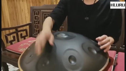 HLURU Level A Upgrade Space Grey Kurd Scale D Minor 22 Inch 9/10 Notes Nitride Steel Handpan Drum, Available in 440 Hz, High-end Percussion Instrument