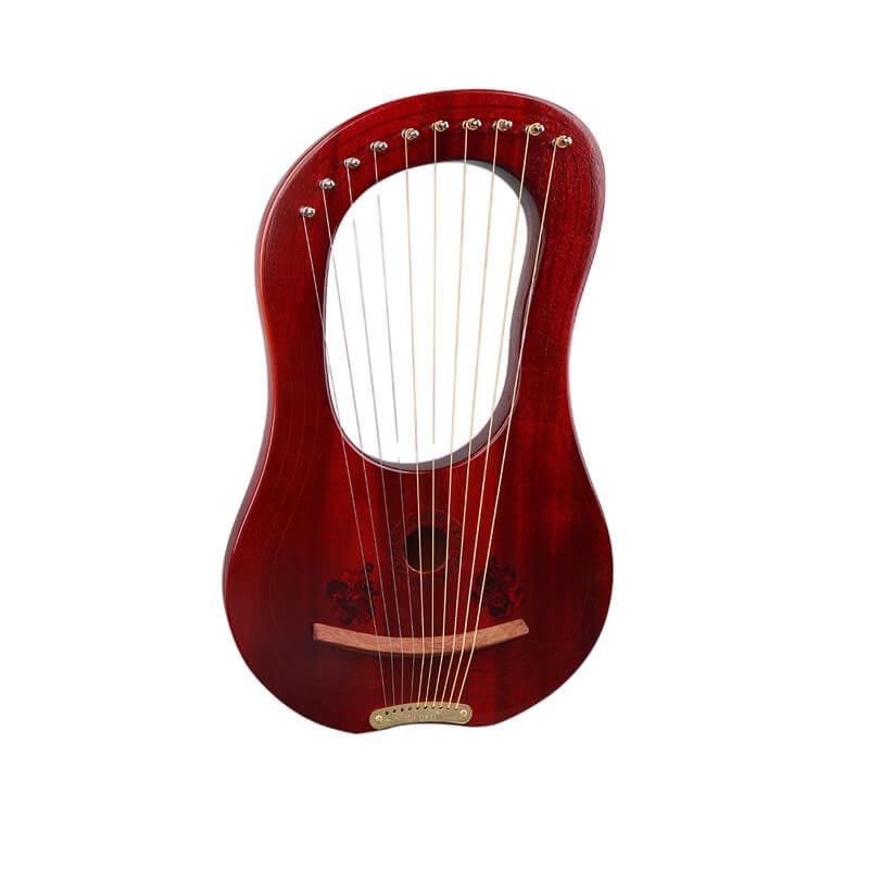 Gecko 10 Strings Lyre Harp C Key & G Key - Curly Maple & Mahogany Core Wooden - HLURU.SHOP