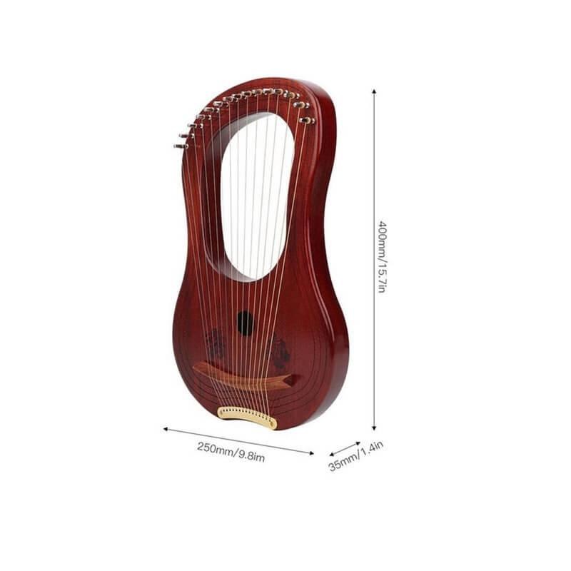Gecko 15 Strings Lyre Harp G Key - Curly Maple & Mahogany Core Wooden - HLURU.SHOP