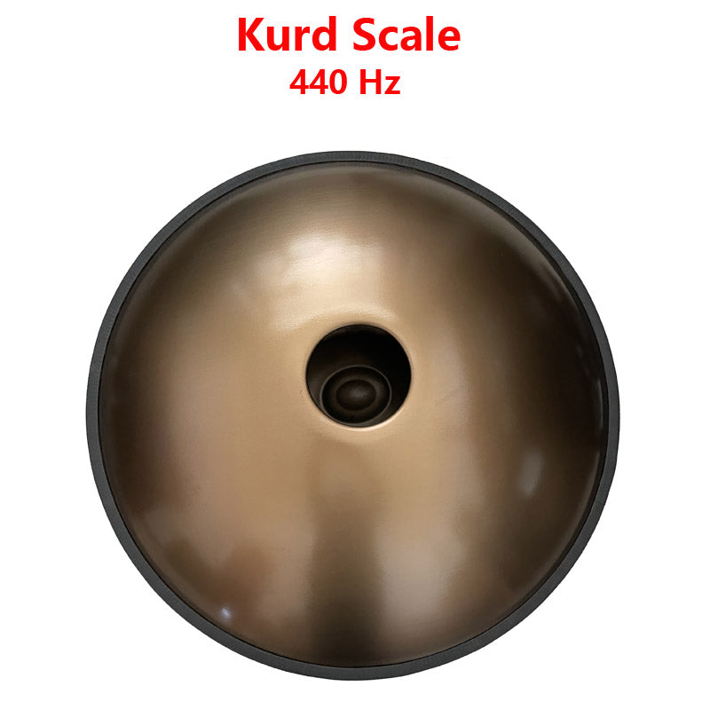 HLURU King Handpan Hand Pan Drum, Available in 432 Hz and 440 Hz, High-end D Key 22 Inch 91012 Notes Stainless Steel  Nitride Steel Percussion Instrument - Gold-plated Sound Area