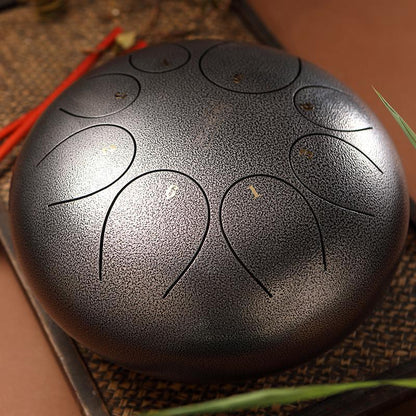 HLURU Alloy Steel Tongue Drum 8 Tone D Key Round Tongue - 10 Inches / 8 Notes - HLURU.SHOP