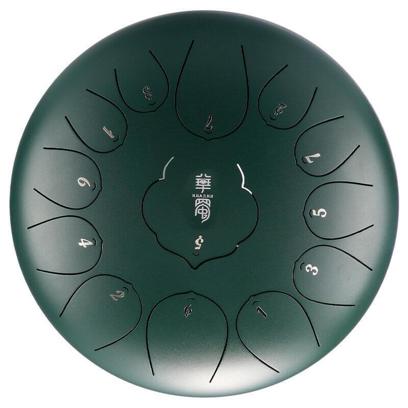 HLURU Huashu Lotus Carbon Steel Tongue Drum 12 Inches 13 Notes C Major Percussion Instrument - HLURU.SHOP