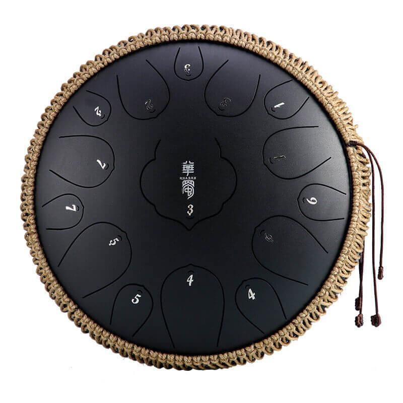 HLURU Huashu Lotus Carbon Steel Tongue Drum 14 Inches 15 Notes D Key Percussion Instrument - HLURU.SHOP