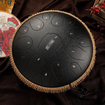 HLURU Huashu Upgrade Lotus Carbon Steel Tongue Drum 14 Inches 15 Notes C Key (D KEY Can Be Customized) - HLURU.SHOP