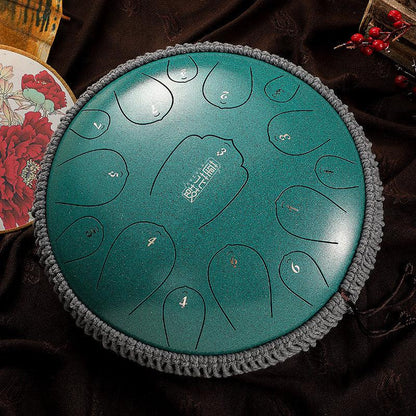 HLURU Huashu Upgrade Lotus Carbon Steel Tongue Drum 14 Inches 15 Notes D Key (C KEY Can Be Customized) - HLURU.SHOP
