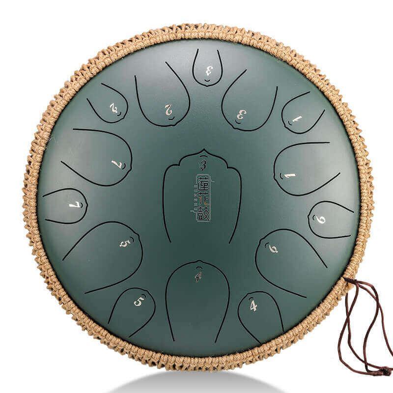 HLURU Huashu Upgrade Lotus Carbon Steel Tongue Drum 14 Inches 15 Notes D Key (C KEY Can Be Customized) - HLURU.SHOP