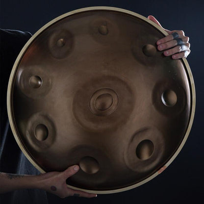 HLURU Level A Upgrade Bronze Kurd Scale D Minor 22 Inch 9/10 Notes 1.2mm Nitride Steel Handpan Drum, Available in 440 Hz, High-end Percussion Instrument - HLURU.SHOP