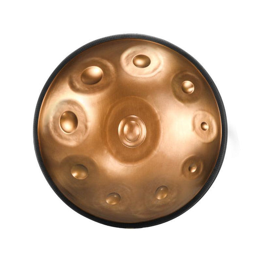 HLURU Level C Upgrade Dazzling Gold Kurd Scale D Minor 22 Inch 10 Notes 1.2mm Stainless Steel Handpan Drum, Available in 440 Hz, High-end Percussion Instrument - HLURU.SHOP