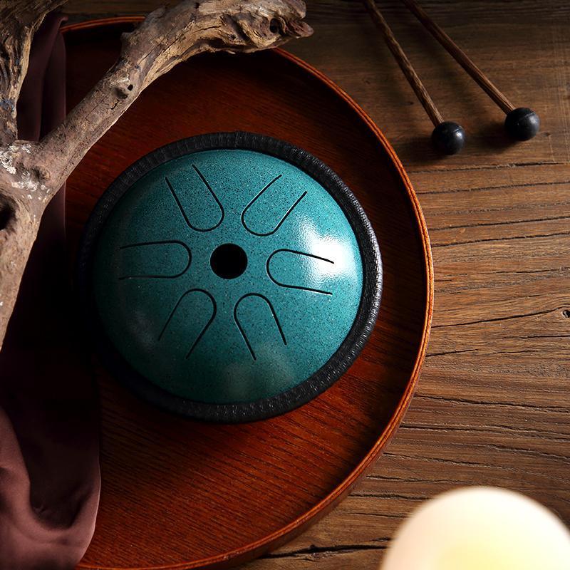 HLURU Mini Copper Disc Steel Tongue Drum 5.5 Inches 6 Notes C5 Tone Japanese Folk Mode 5.5'' 6 Tone C Key Travel Drums - HLURU.SHOP