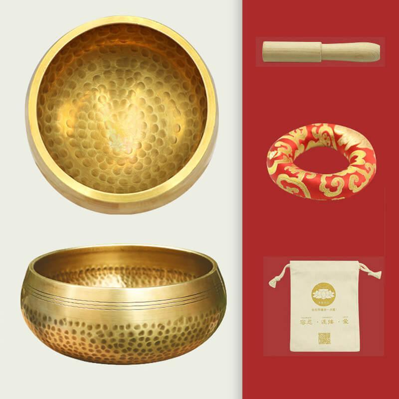 Kirin Pattern Tibetan / Nepal Handmade Singing Bowl Set - Stick, Cushion, Cloth bag, Box - HLURU.SHOP