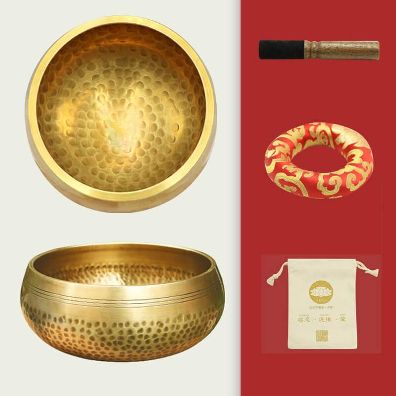 Kirin Pattern Tibetan / Nepal Handmade Singing Bowl Set - Stick, Cushion, Cloth bag, Box - HLURU.SHOP