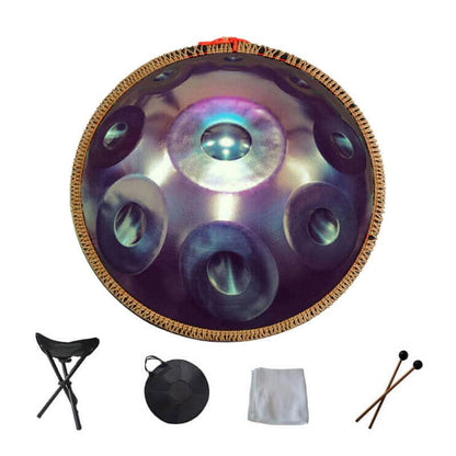 MiSoundofNature 22 Inches 9 Notes D Minor Stainleacss Steel Handpan Drum With Rope, Available in 440 Hz - HLURU.SHOP