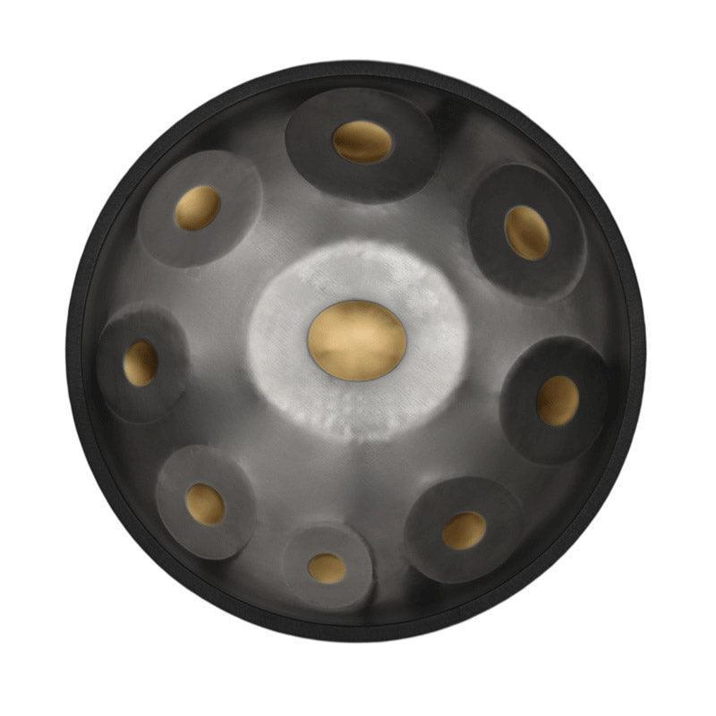 MiSoundofNature Customized King High-end C Major 22 Inch 9/10/12 Notes Stainless Steel / Nitride Steel Handpan Drum, Available in 432 Hz and 440 Hz - Gold-plated Sound Area - HLURU.SHOP