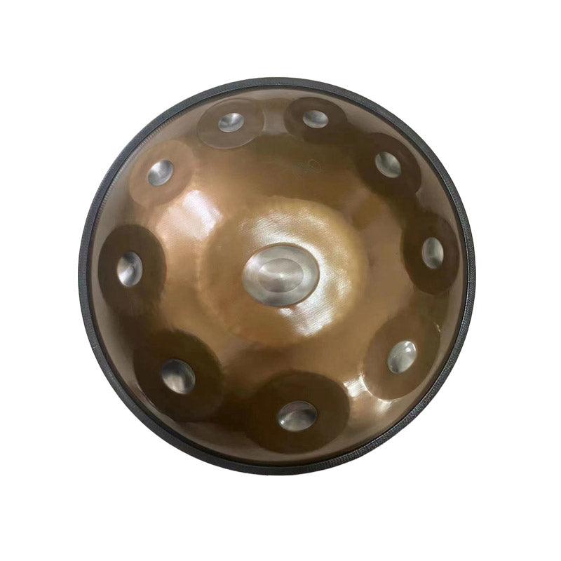 MiSoundofNature Customized King High-end C Major 22 Inch 9/10/12 Notes Stainless Steel / Nitride Steel Handpan Drum, Available in 432 Hz and 440 Hz - Gold-plated Sound Area - HLURU.SHOP