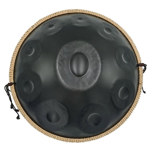 MiSoundofNature DC Handpan Drum Pure Black 22 Inches 10 Notes D Minor Kurd Scale Hangdrum - HLURU.SHOP