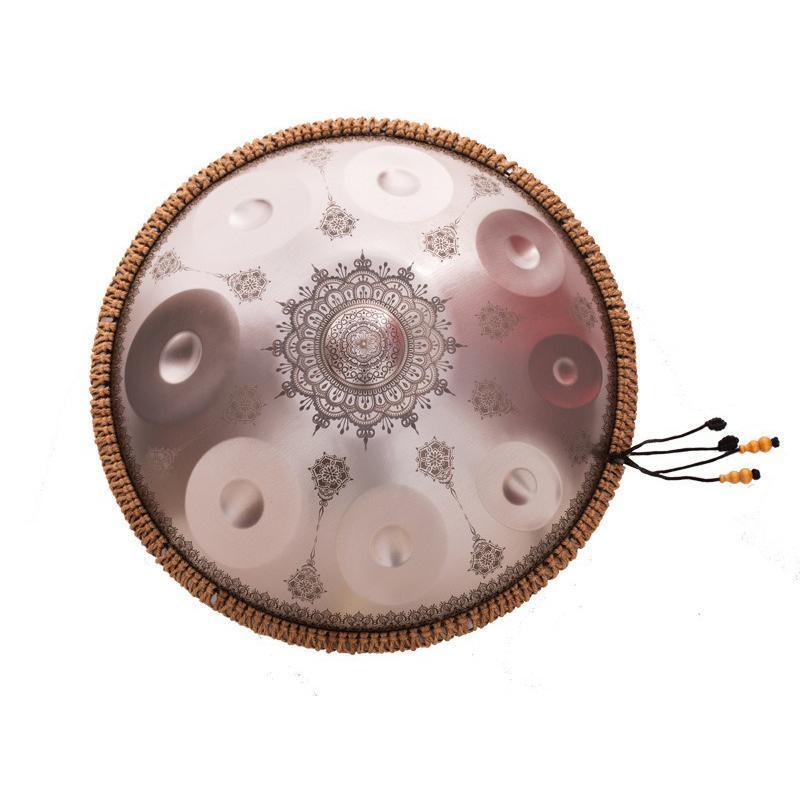 MiSoundofNature Mini Handpan Drum Stainless steel Hand Pan Drum in G Minor 9 Notes 18 Inches 432 Hz and 440 Hz - Datura Flowers - HLURU.SHOP