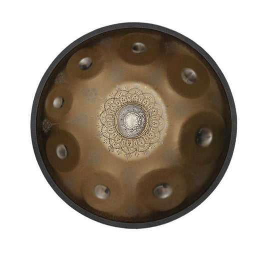 MiSoundofNature Royal Garden Customized Stainless Steel HandPan Drum E La Sirena Scale 22 In 9/10/12 Notes, Available in 432 Hz and 440 Hz - Gold-plated Sound Area, Laser engraved Mandala pattern. Never fade. - HLURU.SHOP