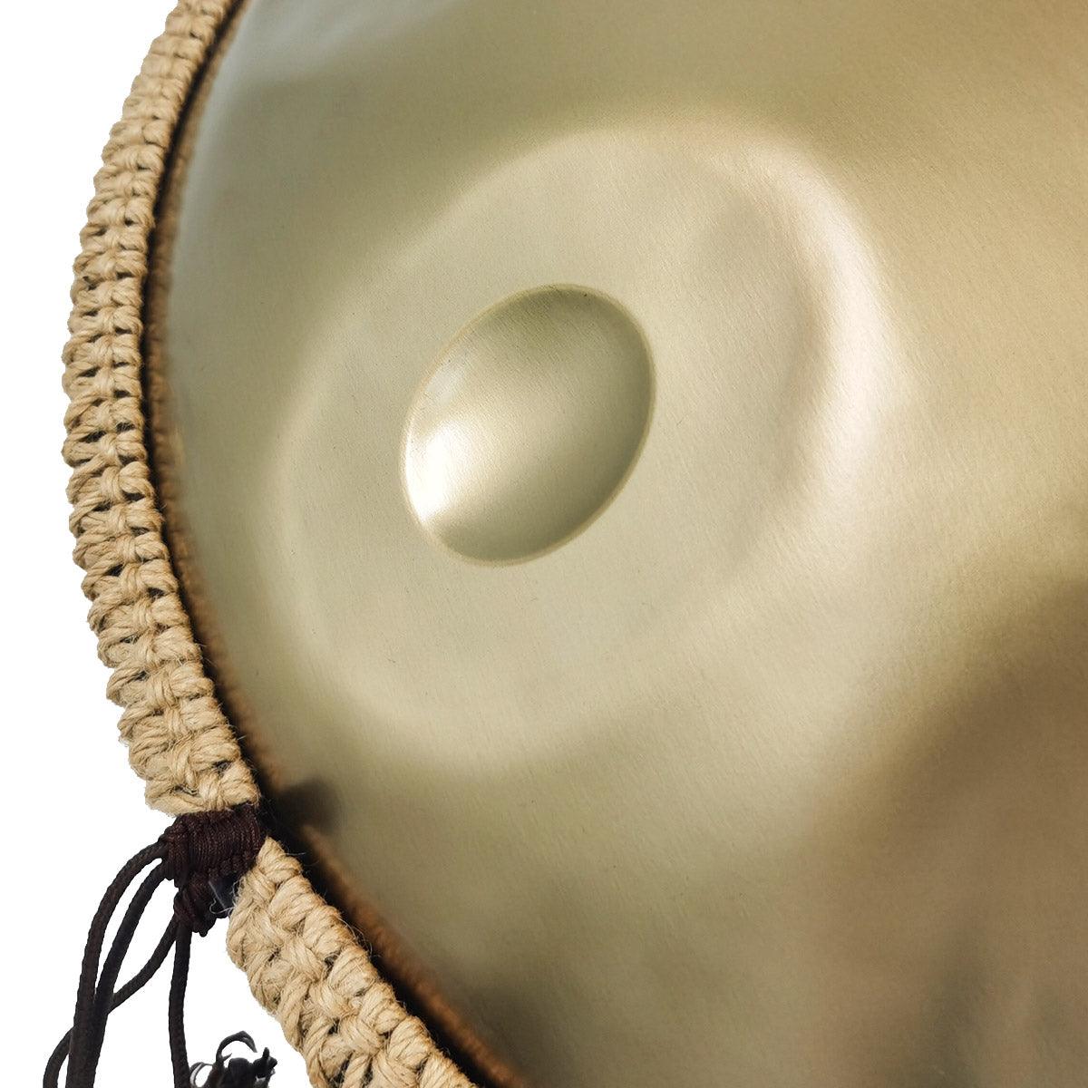 MiSoundofNature STL Handpan Drum Pure Golden 22 Inches 9 Notes D Minor Kurd Scale Hangdrum - HLURU.SHOP