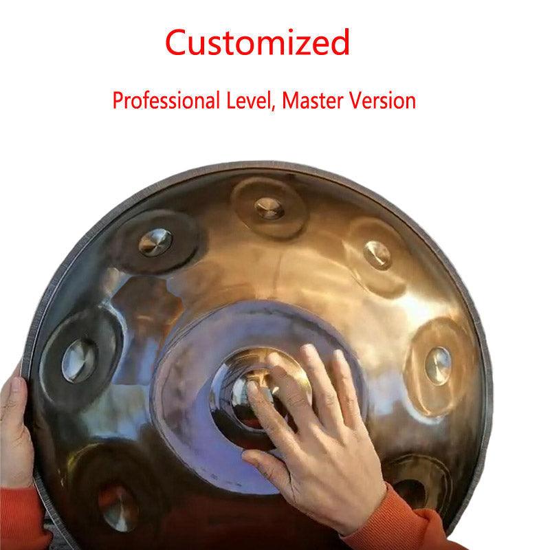 Mountain Rain Customized G2 Double bass / G3 Hijaz Master Version High-end Stainless Steel Handpan Drum, Available in 432 Hz and 440 Hz, 22 Inch 3/12/13/16/17 Notes Professional Performances - HLURU.SHOP
