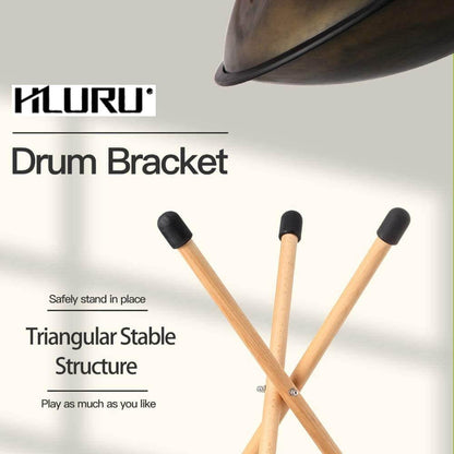 Steel Tongue Drum Bracket, Steel Drum Handpan Stand, Solid Beech Wood Tripod Structure Tank Drum Holder, Ideal for 10 to 22 Inch Percussion Instrument - HLURU.SHOP