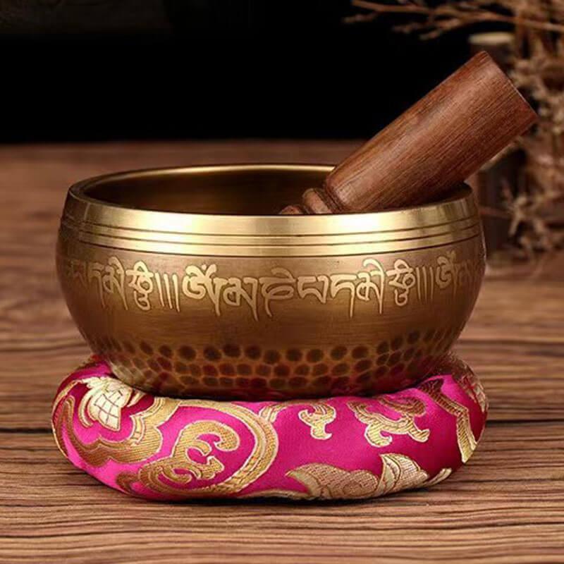 Tibetan / Nepal Handmade Singing Bowl Set - Stick, Cushion 7 Chakra Singing Bowl Set - HLURU.SHOP